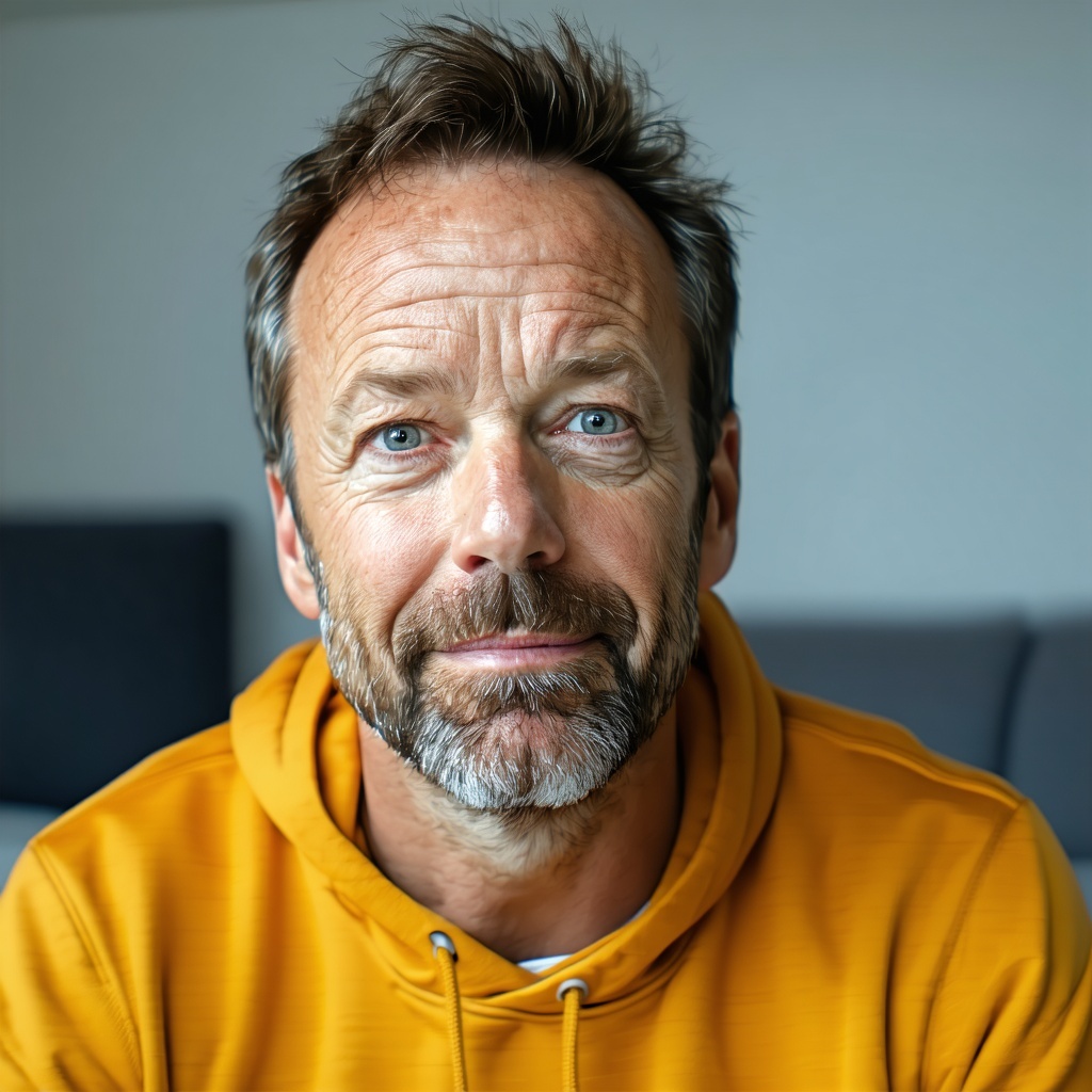 low energy man slightly anaemic in his forties